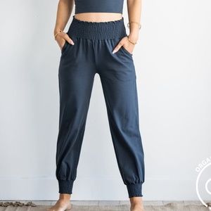 Sozy Jogger Pants Women's L Size Large Casual Lounge Organic Cotton Nera Harem